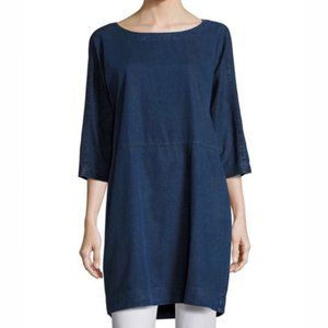 Eileen Fisher Twill Denim Tunic Jean Minimalist Quiet Luxury Old Money Classic-S